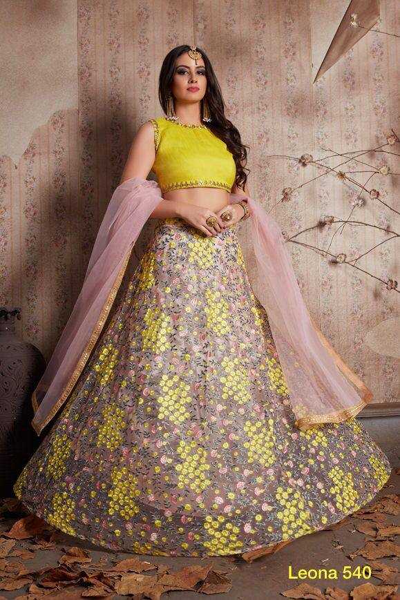 YNF SOFT NET RIN131 540 LEHENGAS WHOLESALE NET FANCY EMBROIDERED LEHENGAS MANUFACTURER