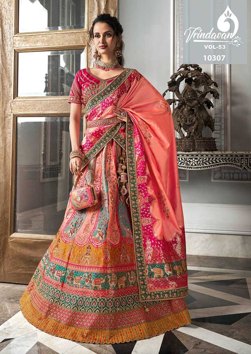 YNF SOFT SILK VRINDAVAR KESH235 VOL 53 CLOTHING BRANDS WHOLESALE LEHENGA MANUFACTURER - Deevit International