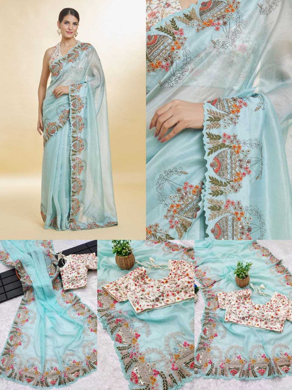 YNF TABBY SILK KESH188 9156 SAREES WHOLESALE FANCY EMBROIDERED SILK BLUE SAREES MANUFACTURER