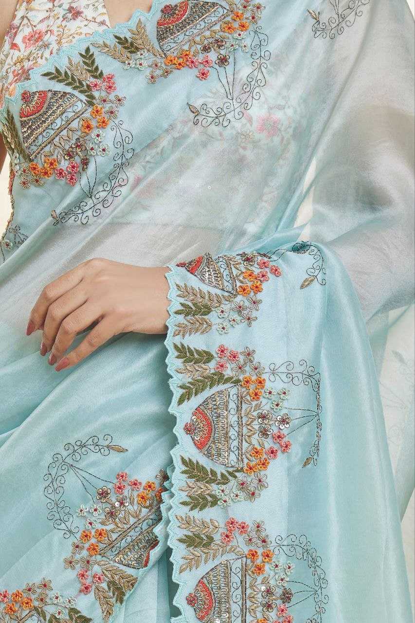 YNF TABBY SILK KESH188 9156 SAREES WHOLESALE FANCY EMBROIDERED SILK BLUE SAREES MANUFACTURER