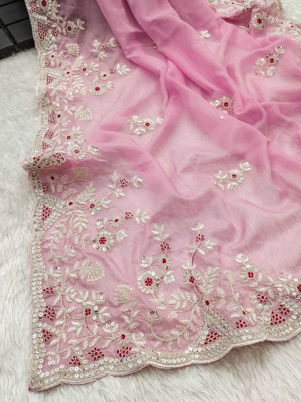 YNF TABBY SILK KESH188 9163 SAREES WHOLESALE SEQUENCE EMBROIDERED CUTWORK SILK PINK SAREES MANUFACTURER