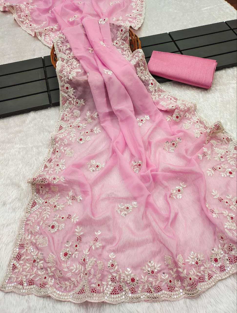 YNF TABBY SILK KESH188 9163 SAREES WHOLESALE SEQUENCE EMBROIDERED CUTWORK SILK PINK SAREES MANUFACTURER