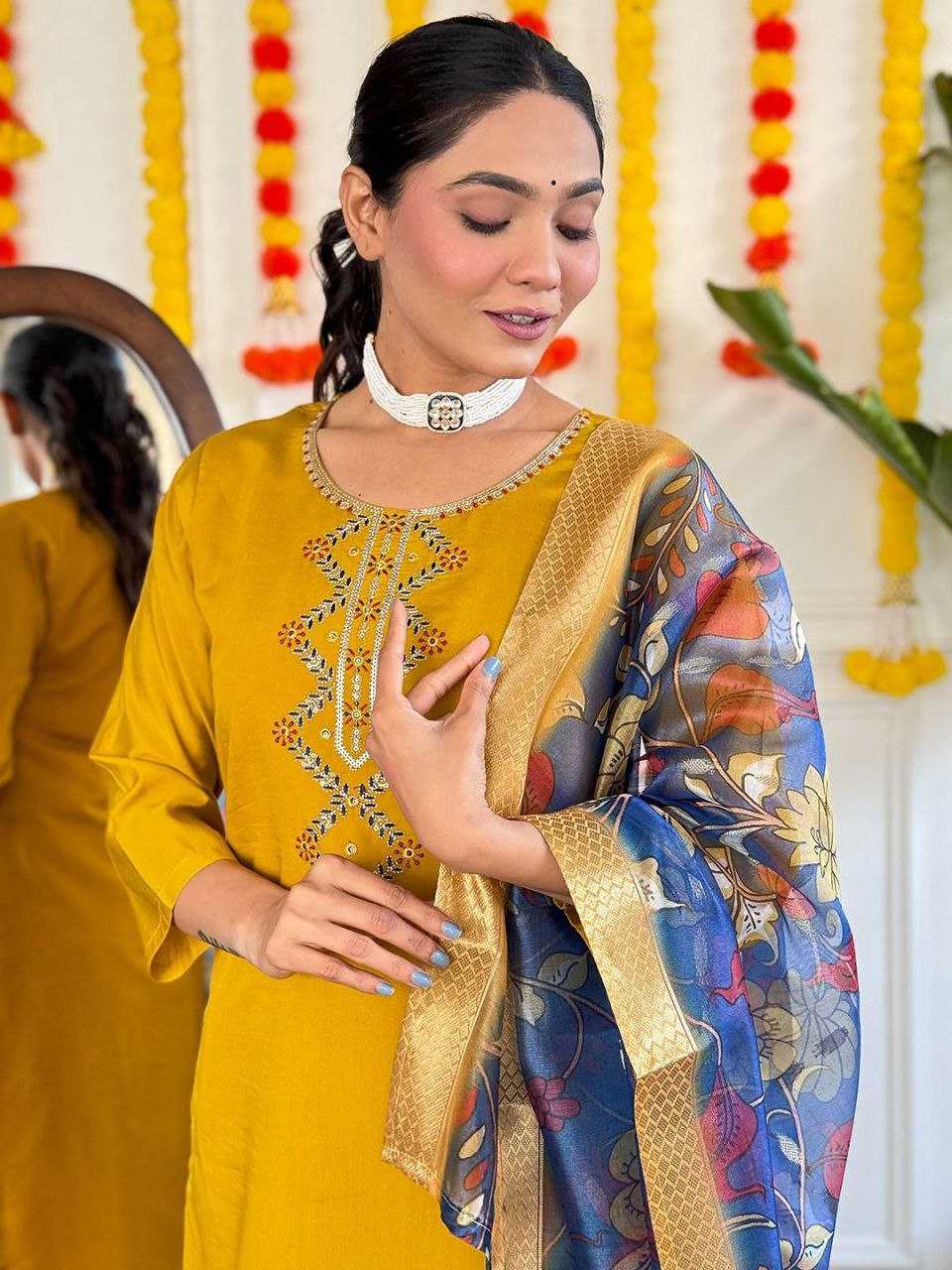 YNF VISCOSE CHANDERI KESH214 273 SUITS & DRESSES WHOLESALE CHANDERI LONG KURTI YELLOW SALWAR SUITS MANUFACTURER