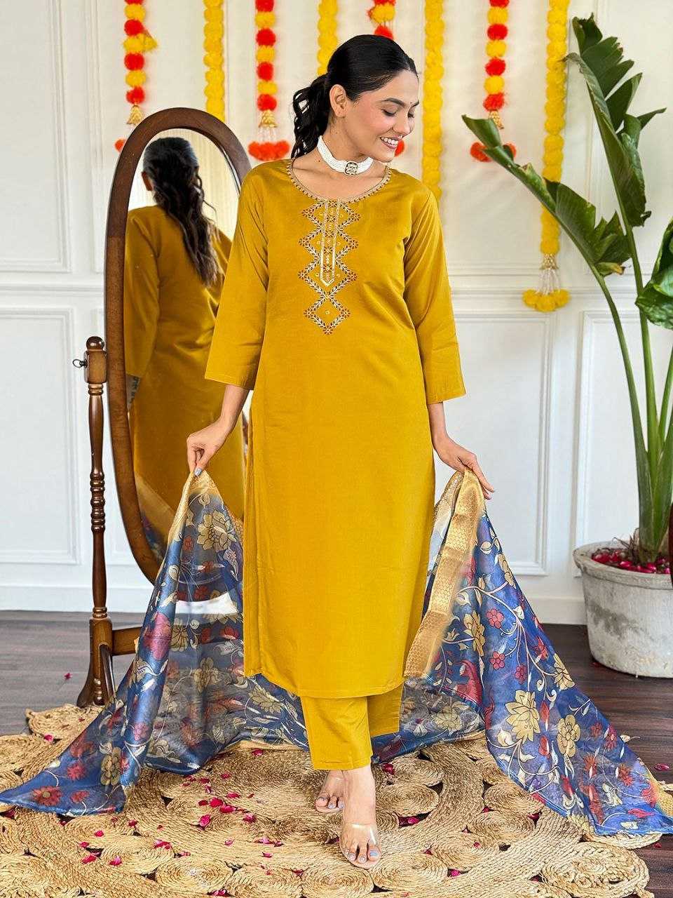 YNF VISCOSE CHANDERI KESH214 273 SUITS & DRESSES WHOLESALE CHANDERI LONG KURTI YELLOW SALWAR SUITS MANUFACTURER