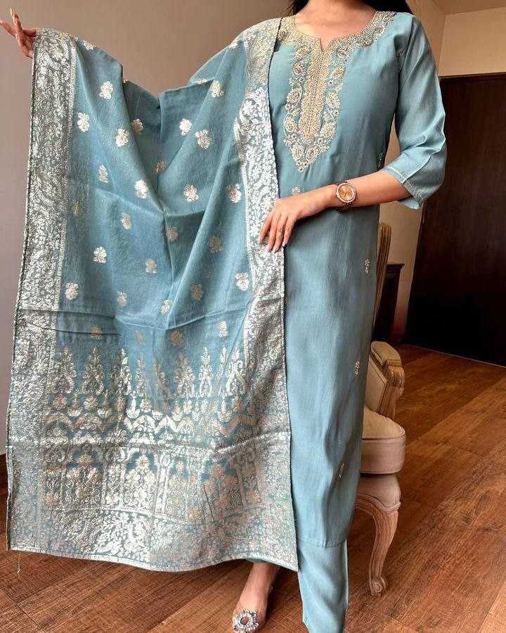 YNF VISCOSE CHANDERI RIN174 SAKSHI SUITS & DRESSES WHOLESALE EMBROPIDERY CHANDERI LONG KURTI SUITS MANUFACTURE - Deevit International