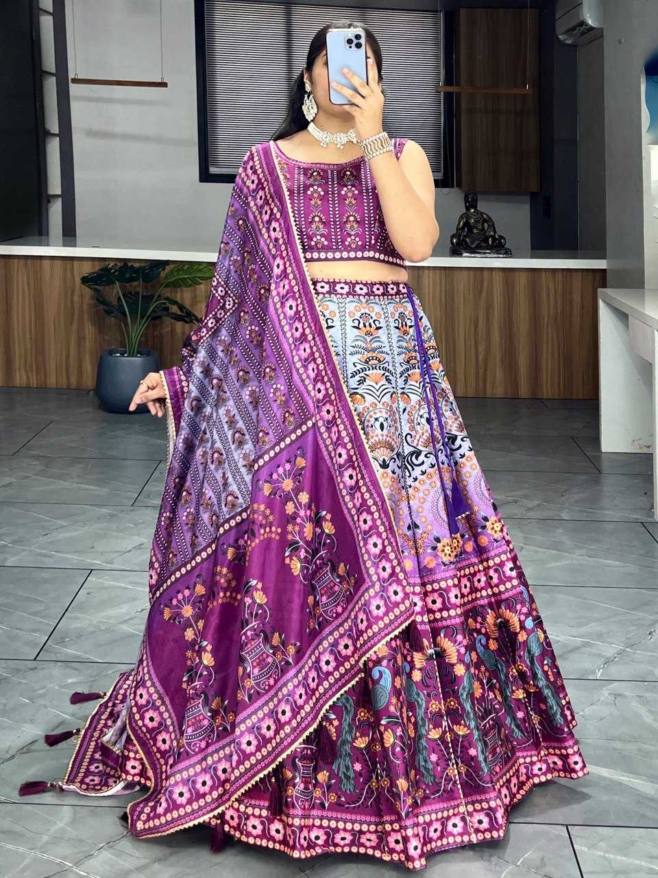 YNF ART SILK RIN119 7131 LEHENGAS WHOLESALE PRINTED SILK GOTA PATTI LEHENGAS MANUFACTURER - Deevit International