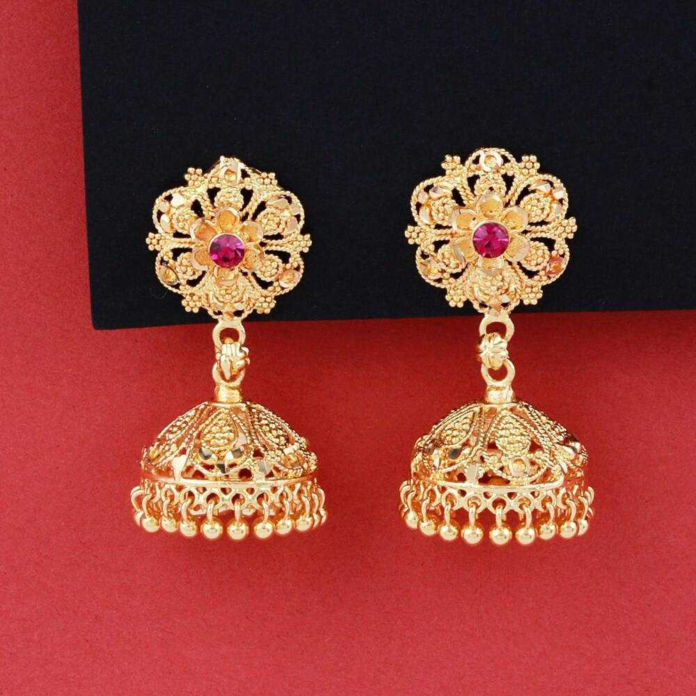 YNF BRASS KESH191 KAC341 A WOMENS JEWELLERY WHOLESALE KUNDAN JHUMKA EARRINGS MANUFACTURE - Deevit International