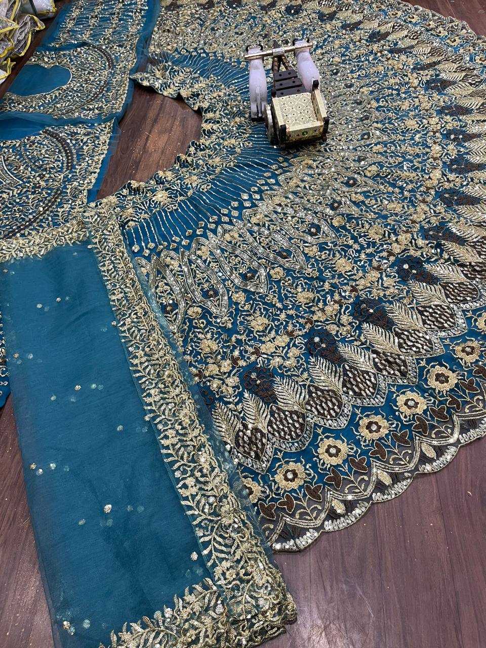 YNF BUTTERFIY NET RIN108 1693 LEHENGAS WHOLESALE WEDDING EMBROIDERED NET DESIGNER LEHENGAS MANUFACTURER - Deevit International