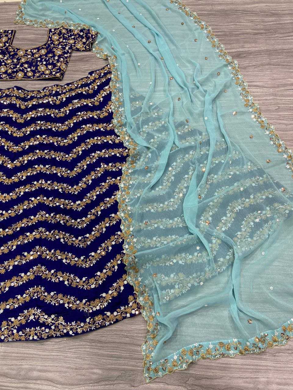 YNF BUTTERFIY NETRIN121 1003 LEHENGAS WHOLESALE WEDDING EMBROIDERED SEQUINS DESIGNER LEHENGAS MANUFACTURER - Deevit International