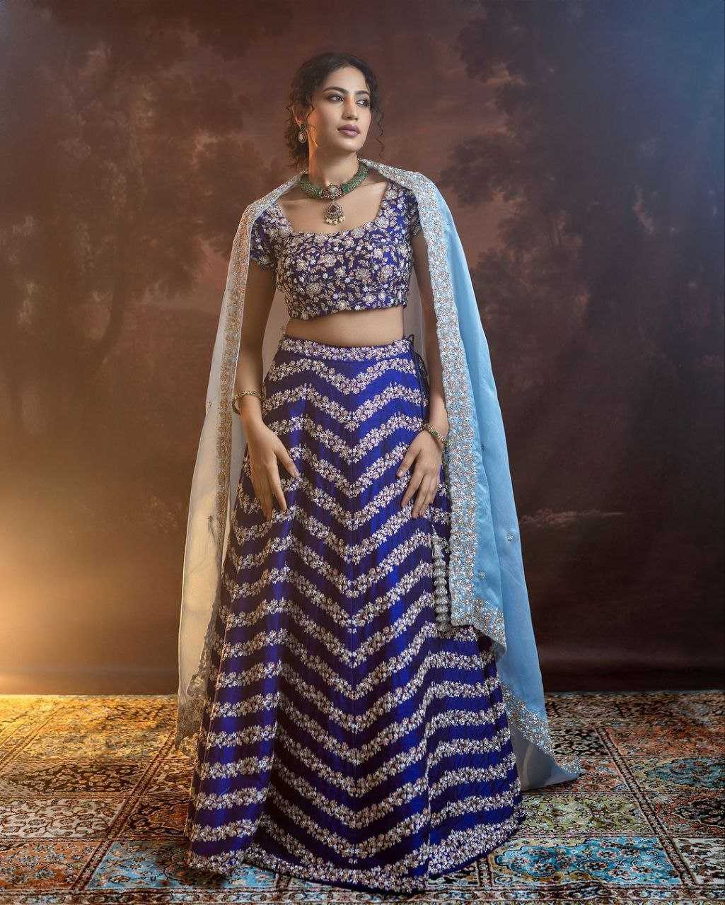 YNF BUTTERFIY NETRIN121 1003 LEHENGAS WHOLESALE WEDDING EMBROIDERED SEQUINS DESIGNER LEHENGAS MANUFACTURER - Deevit International