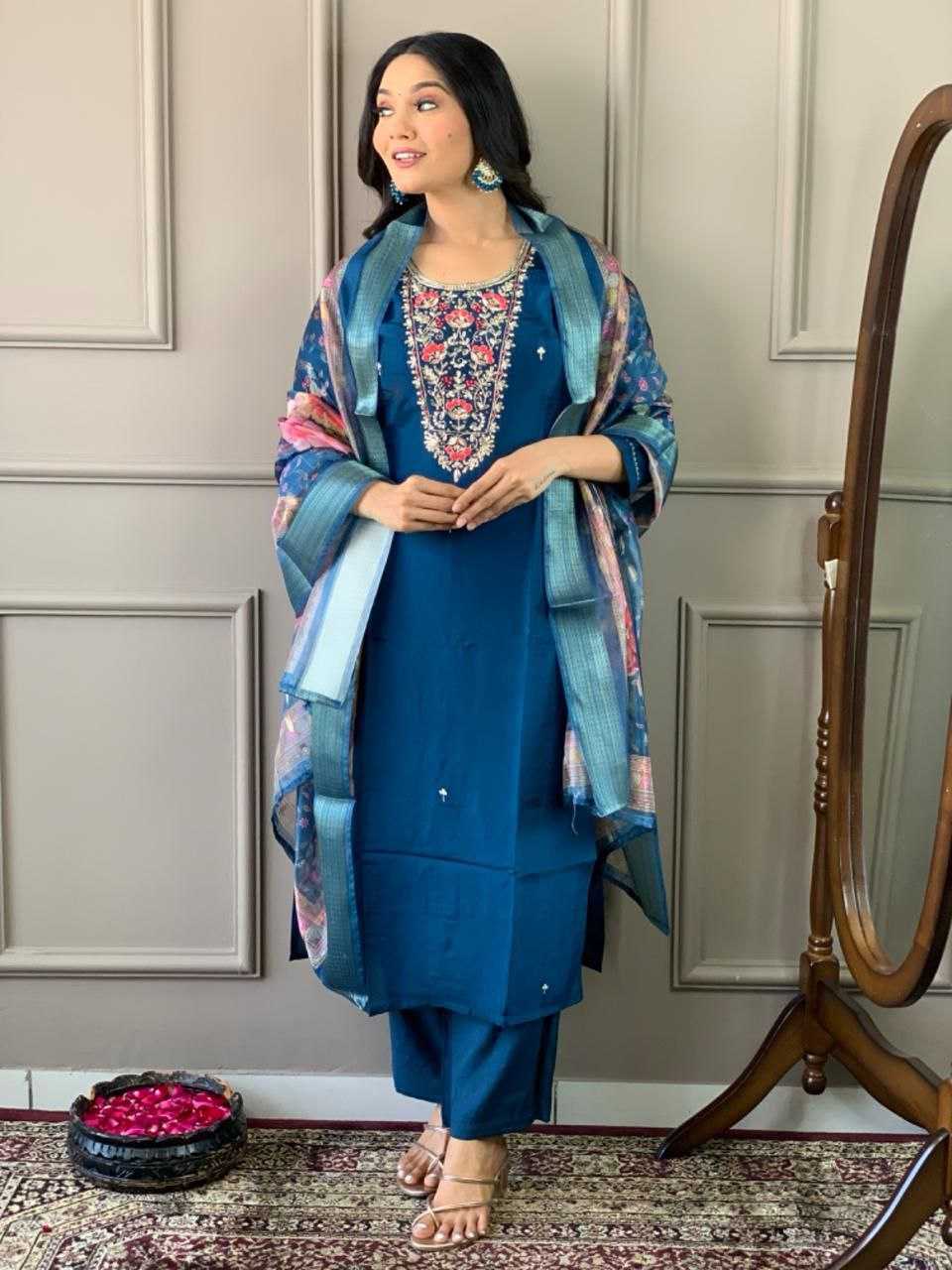 YNF CHANDERI COTTON KESH174 KASHMIRA SUITS & DRESSES WHOLESALE LONG KURTI EMBROIDERY CHANDERI LADIES SALWAR SUITS MANUFACTURE - Deevit International