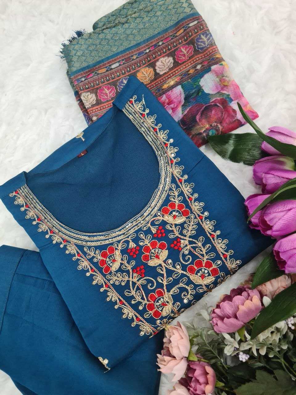 YNF CHANDERI COTTON KESH174 KASHMIRA SUITS & DRESSES WHOLESALE LONG KURTI EMBROIDERY CHANDERI LADIES SALWAR SUITS MANUFACTURE - Deevit International