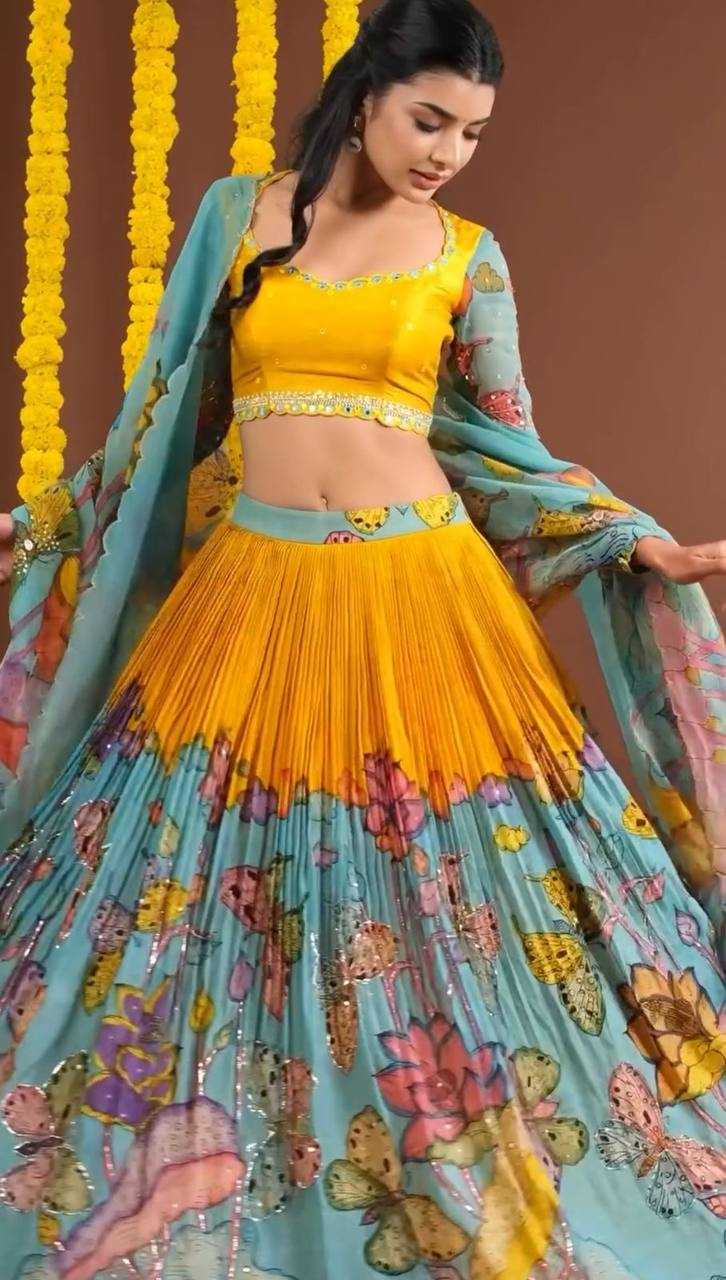 YNF CHENT CREPE KESH119 463 LEHENGAS WHOLESALE KALAMAKRI TRADITIONAL PRINTED LEHENGAS MANUFACTURERQ - Deevit International