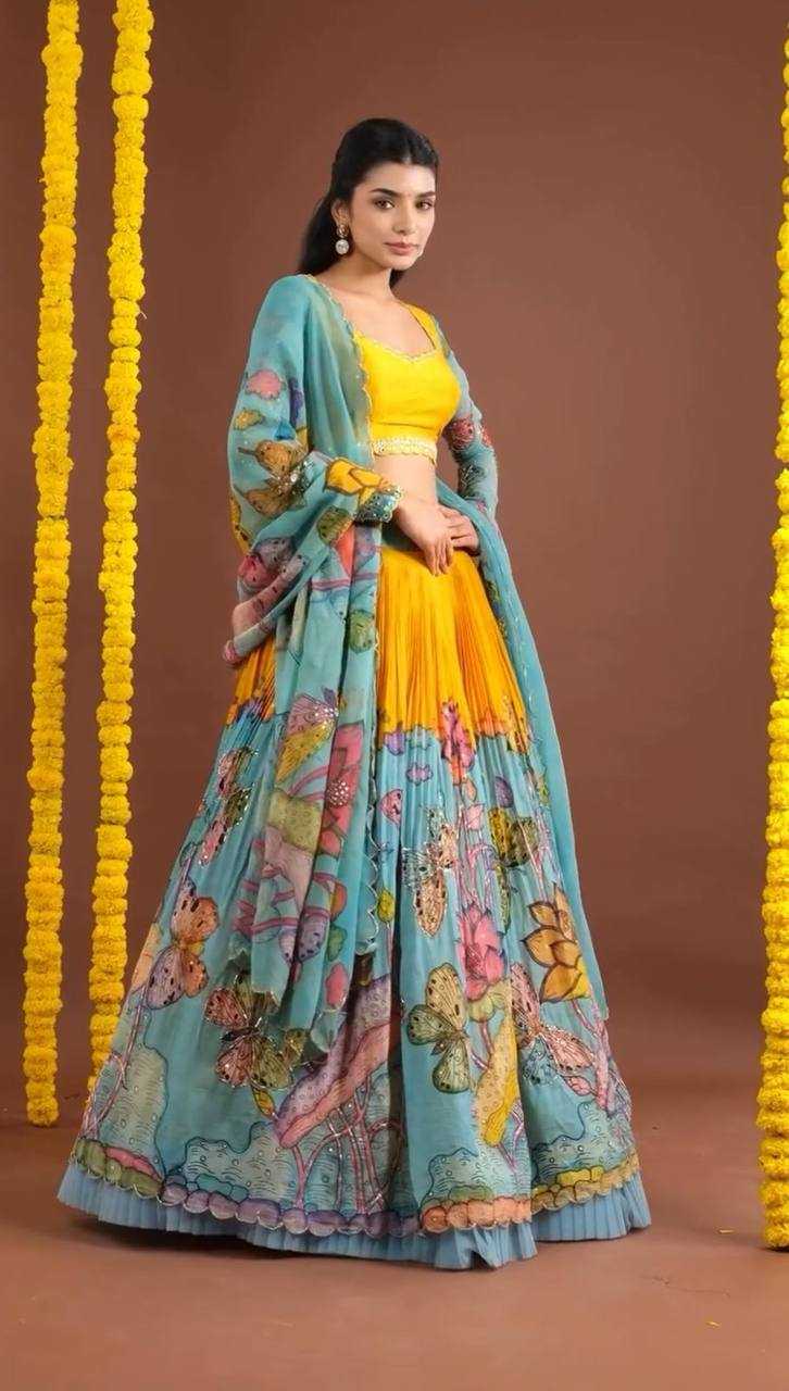 YNF CHENT CREPE KESH119 463 LEHENGAS WHOLESALE KALAMAKRI TRADITIONAL PRINTED LEHENGAS MANUFACTURERQ - Deevit International