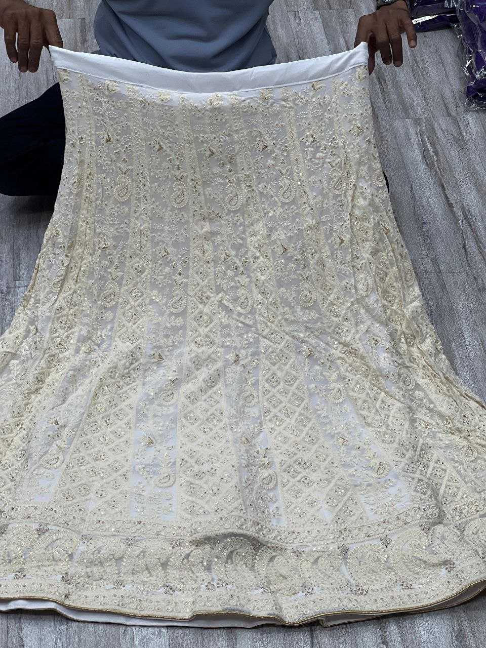 YNF CHIFFON KESH179 AHB109 LEHENGAS WHOLESALE DESIGNER WEDDING EMBROIDERED WHITE LEHENGAS MANUFACTURER - Deevit International