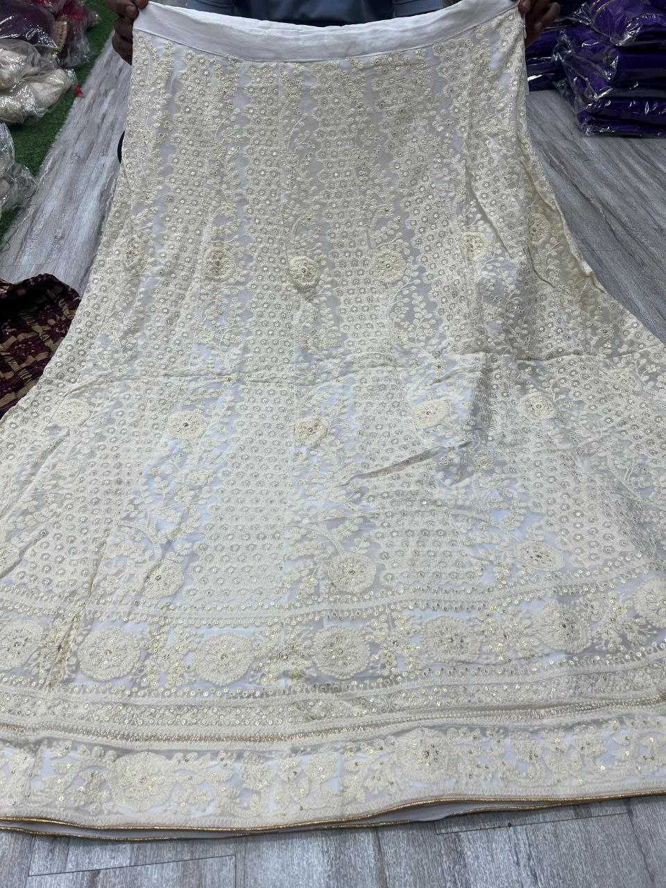 YNF CHIFFON KESH179 AHB109 LEHENGAS WHOLESALE DESIGNER WEDDING EMBROIDERED WHITE LEHENGAS MANUFACTURER - Deevit International