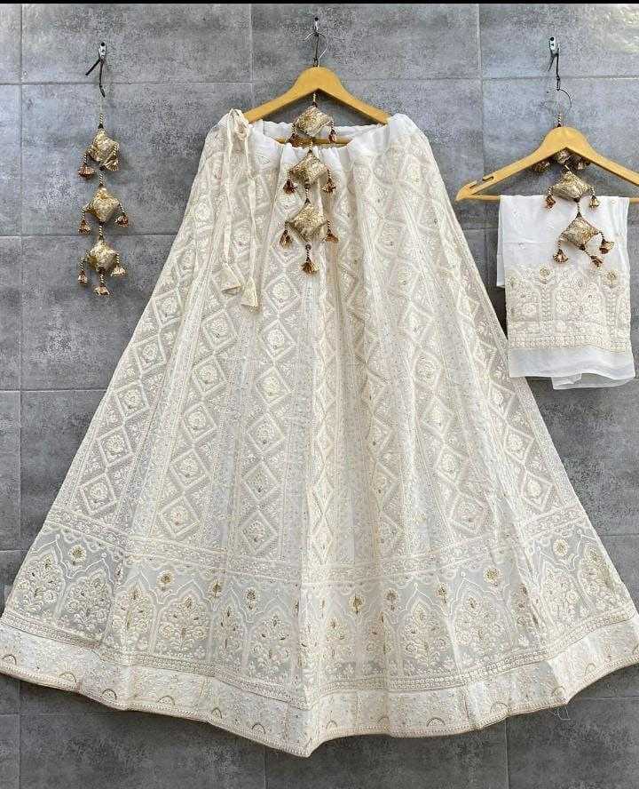 YNF CHIFFON KESH179 AHB109 LEHENGAS WHOLESALE DESIGNER WEDDING EMBROIDERED WHITE LEHENGAS MANUFACTURER - Deevit International