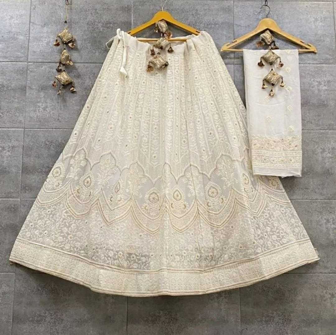 YNF CHIFFON KESH179 AHB109 LEHENGAS WHOLESALE DESIGNER WEDDING EMBROIDERED WHITE LEHENGAS MANUFACTURER - Deevit International