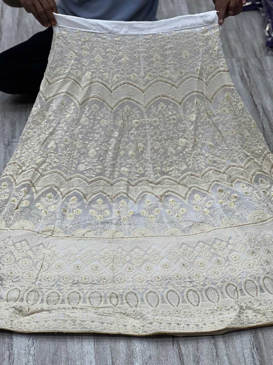 YNF CHIFFON KESH179 AHB109 LEHENGAS WHOLESALE DESIGNER WEDDING EMBROIDERED WHITE LEHENGAS MANUFACTURER - Deevit International