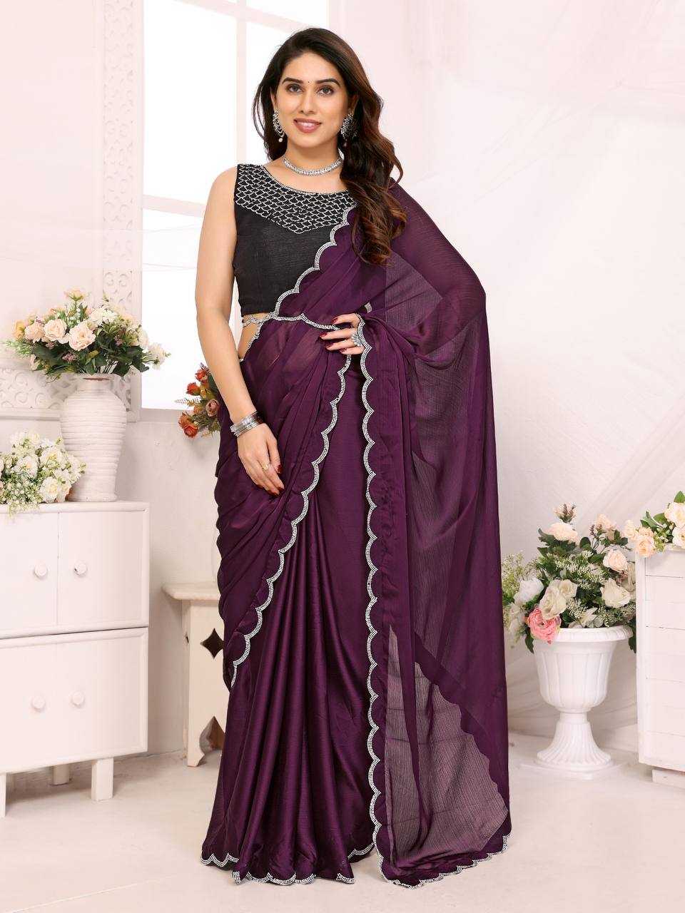 YNF CHIFFON KESH245 RNF14 SAREES WHOLESALE CHIFFON PARTY WEAR SEQUNIS STONE WORK SAREES MANUFACTURER - Deevit International