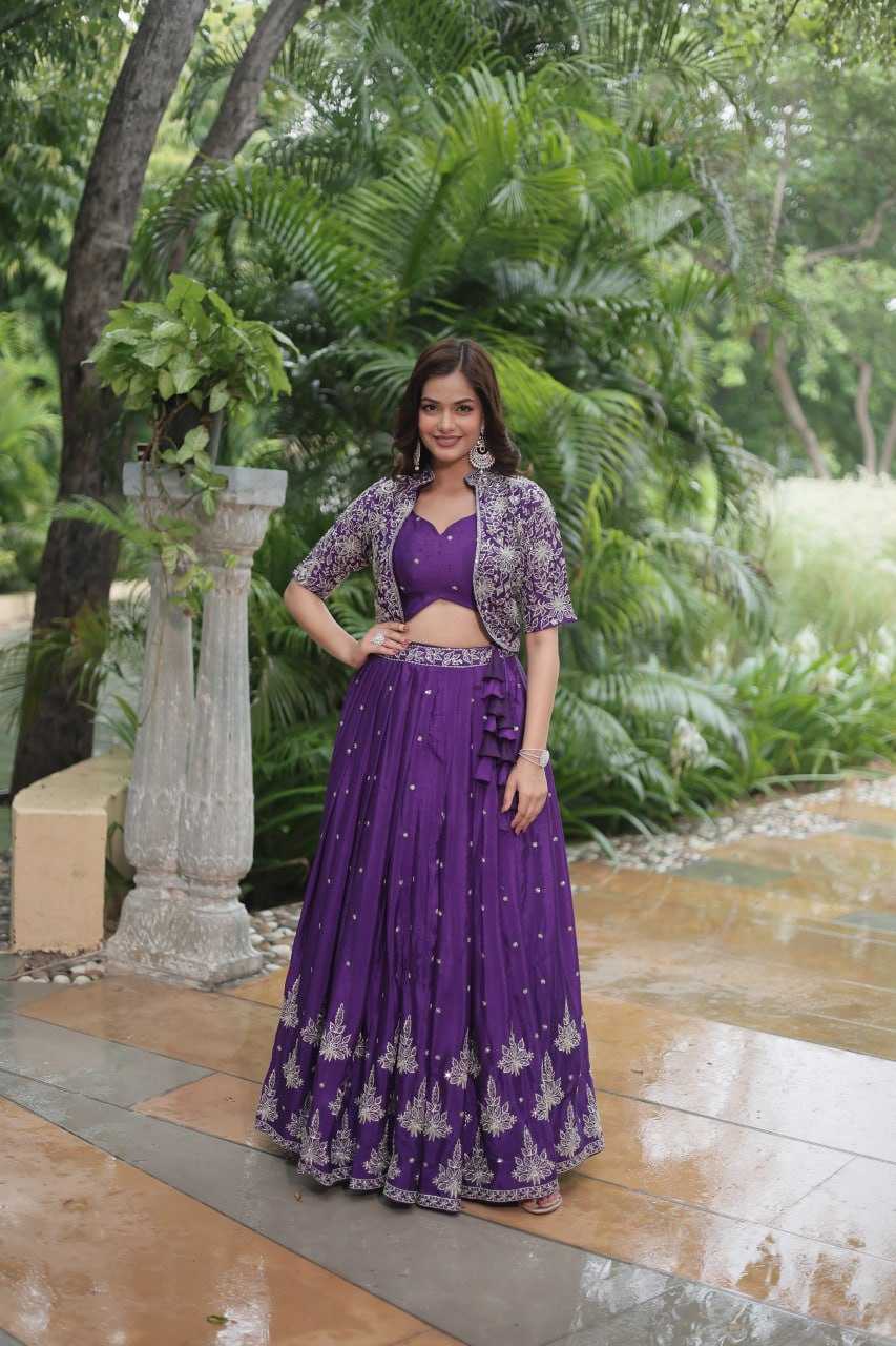 YNF CHINON KESH132 7128 LEHENGAS WHOLESALEJACKET STYLE WEDDING EMBROIDERED SQUNIS LEHENGAS MANUFACTURER - Deevit International