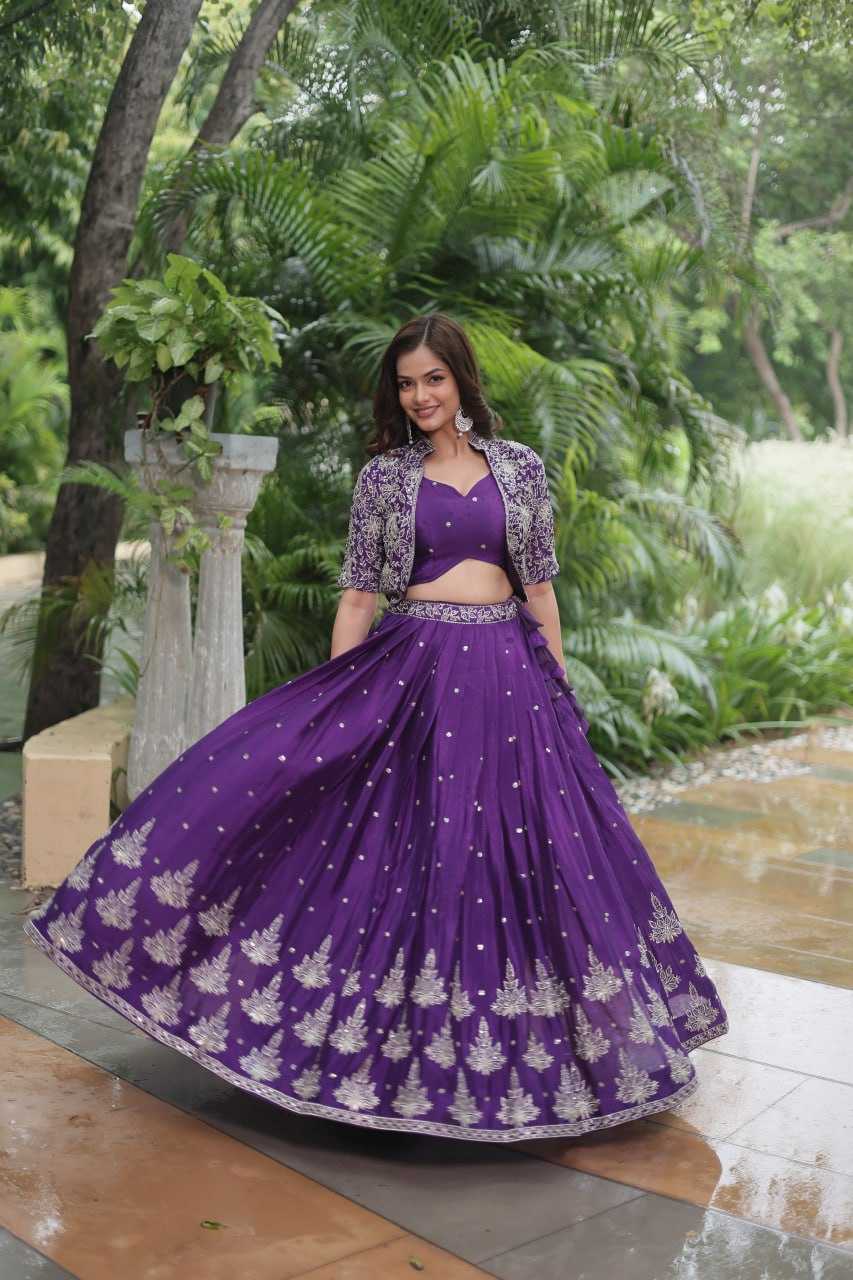 YNF CHINON KESH132 7128 LEHENGAS WHOLESALEJACKET STYLE WEDDING EMBROIDERED SQUNIS LEHENGAS MANUFACTURER - Deevit International