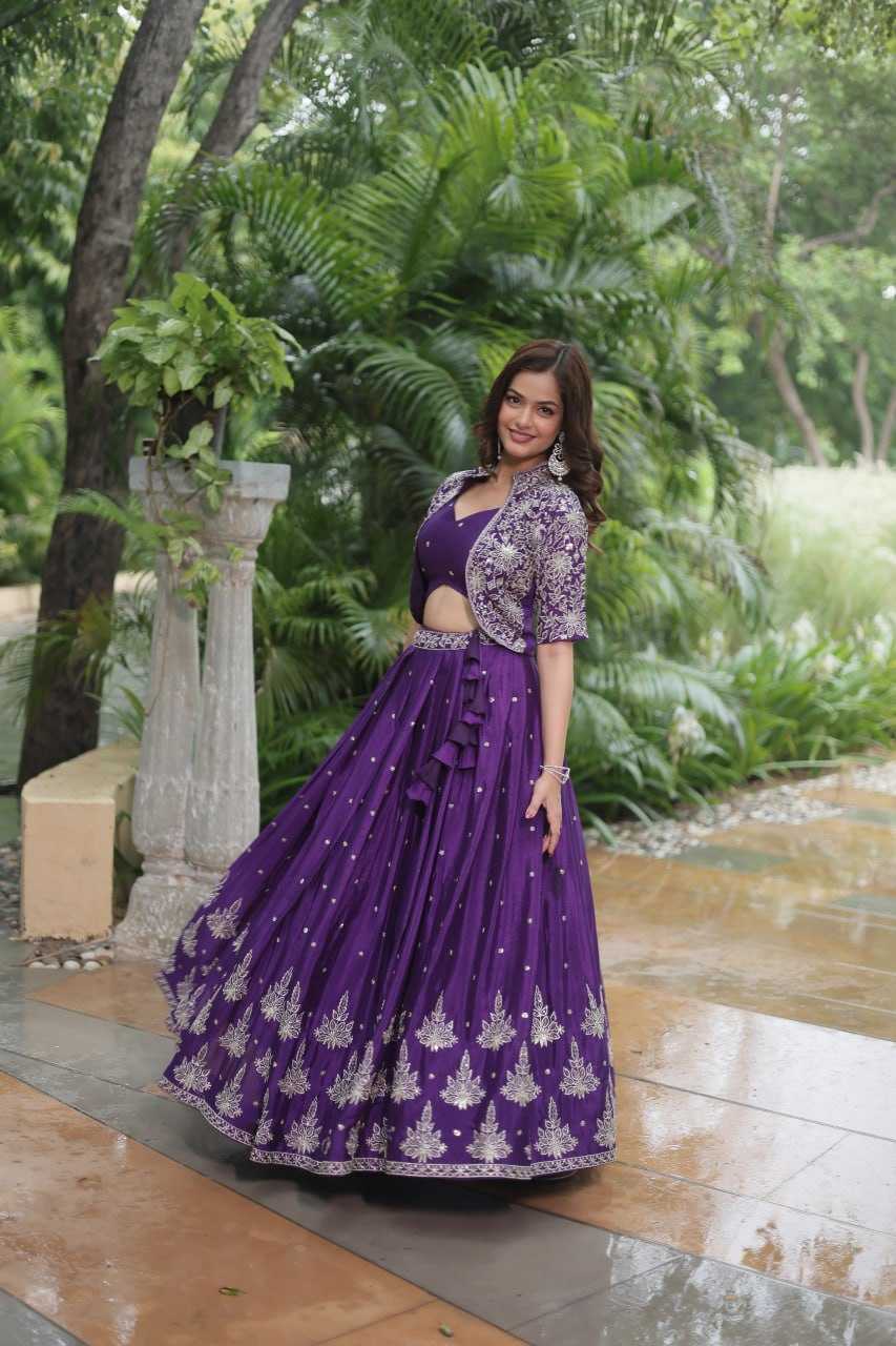 YNF CHINON KESH132 7128 LEHENGAS WHOLESALEJACKET STYLE WEDDING EMBROIDERED SQUNIS LEHENGAS MANUFACTURER - Deevit International