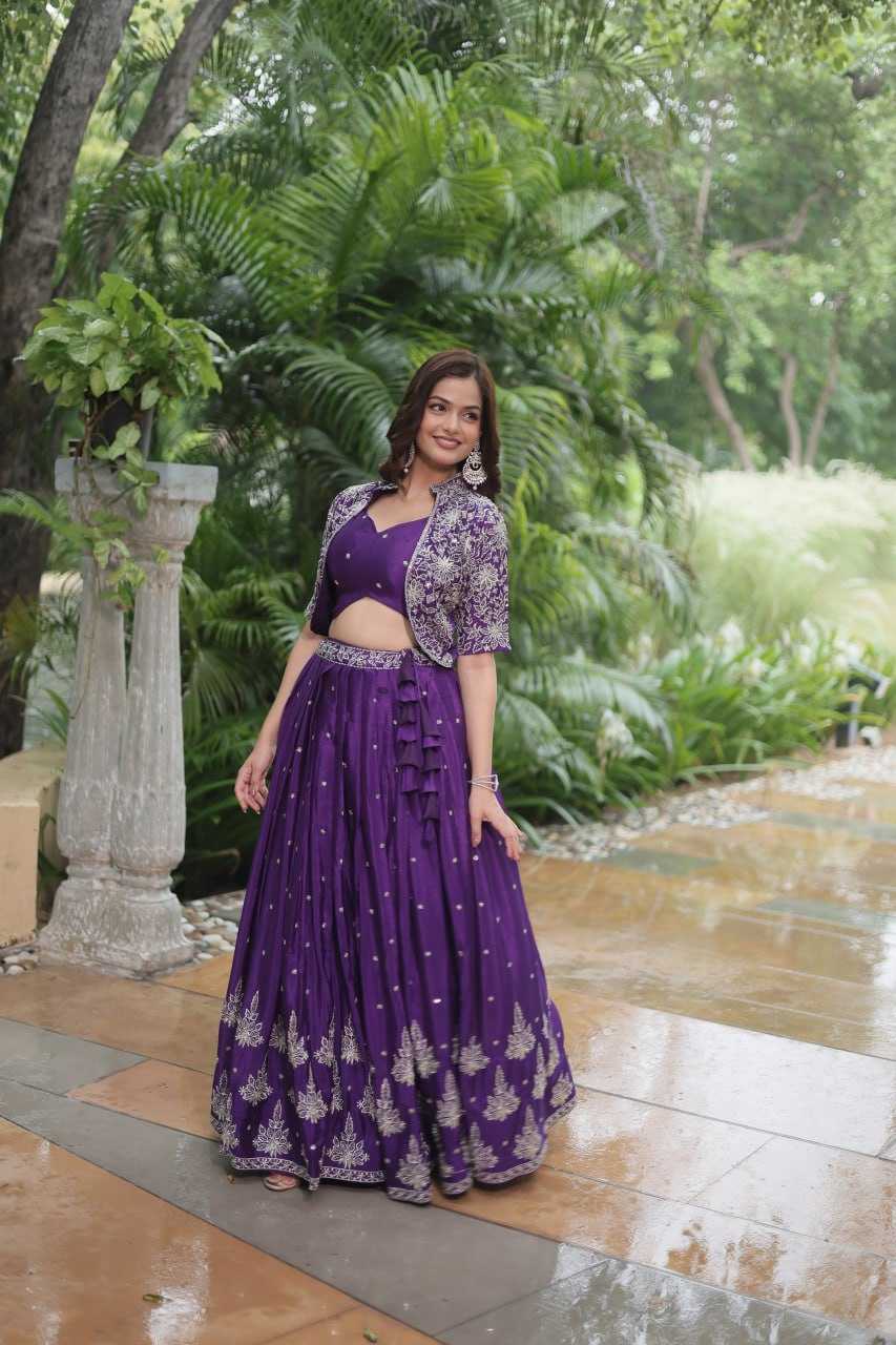 YNF CHINON KESH132 7128 LEHENGAS WHOLESALEJACKET STYLE WEDDING EMBROIDERED SQUNIS LEHENGAS MANUFACTURER - Deevit International