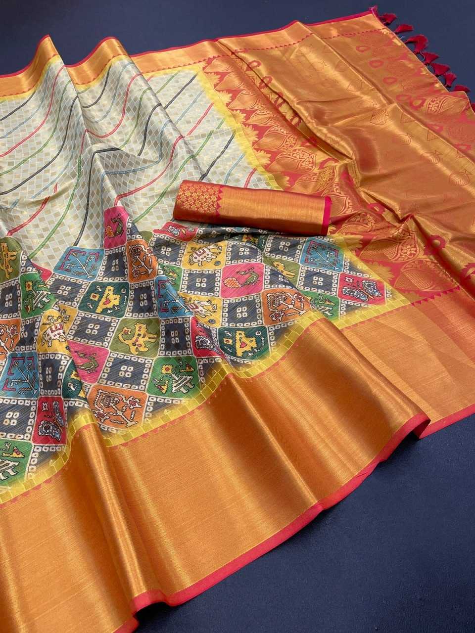 YNF CHINON KESH203 MTW30 SAREES WHOLESALE PRINTED KALAMAKRI ZARI BORDER TRADITIONAL SAREES MANUFACTURER - Deevit International