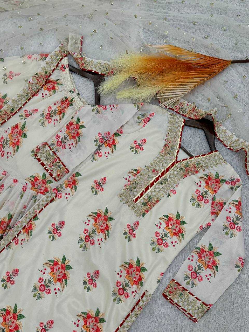 YNF CHINON SILK KESH157 1673 SUITS & DRESSES SHARARA SALWAR EMBROPIDERY PRINTED WHITE SALWAR SUITS MANUFACTUR - Deevit International