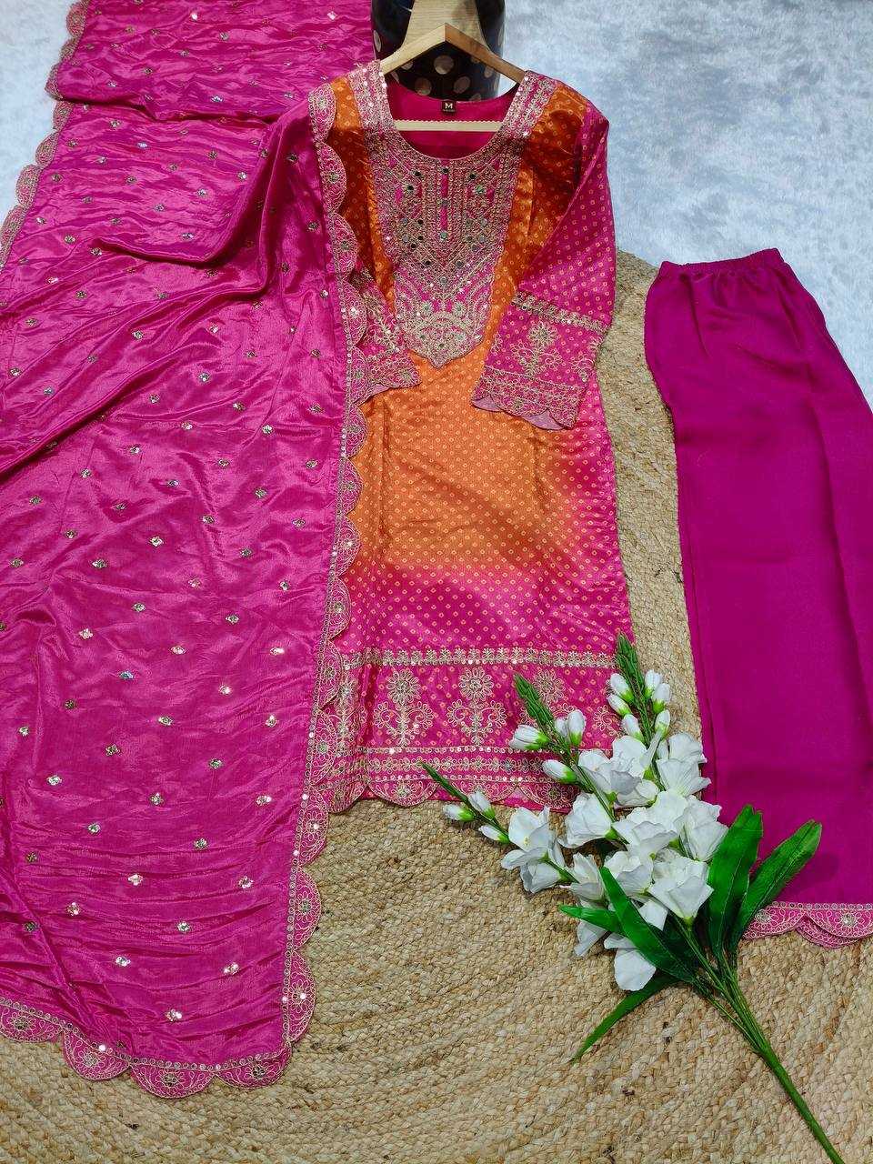 YNF CHINON SILK KESH165 G78 SUITS & DRESSES WHOLESALE EMBROPIDERY WEDDING SILK SUITS MANUFACTURE - Deevit International