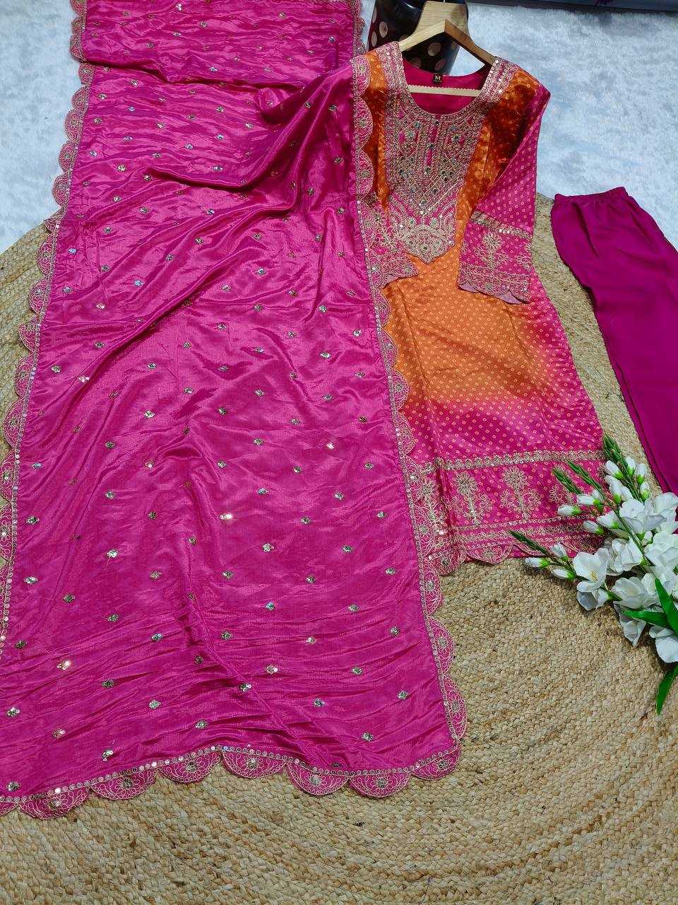 YNF CHINON SILK KESH165 G78 SUITS & DRESSES WHOLESALE EMBROPIDERY WEDDING SILK SUITS MANUFACTURE - Deevit International