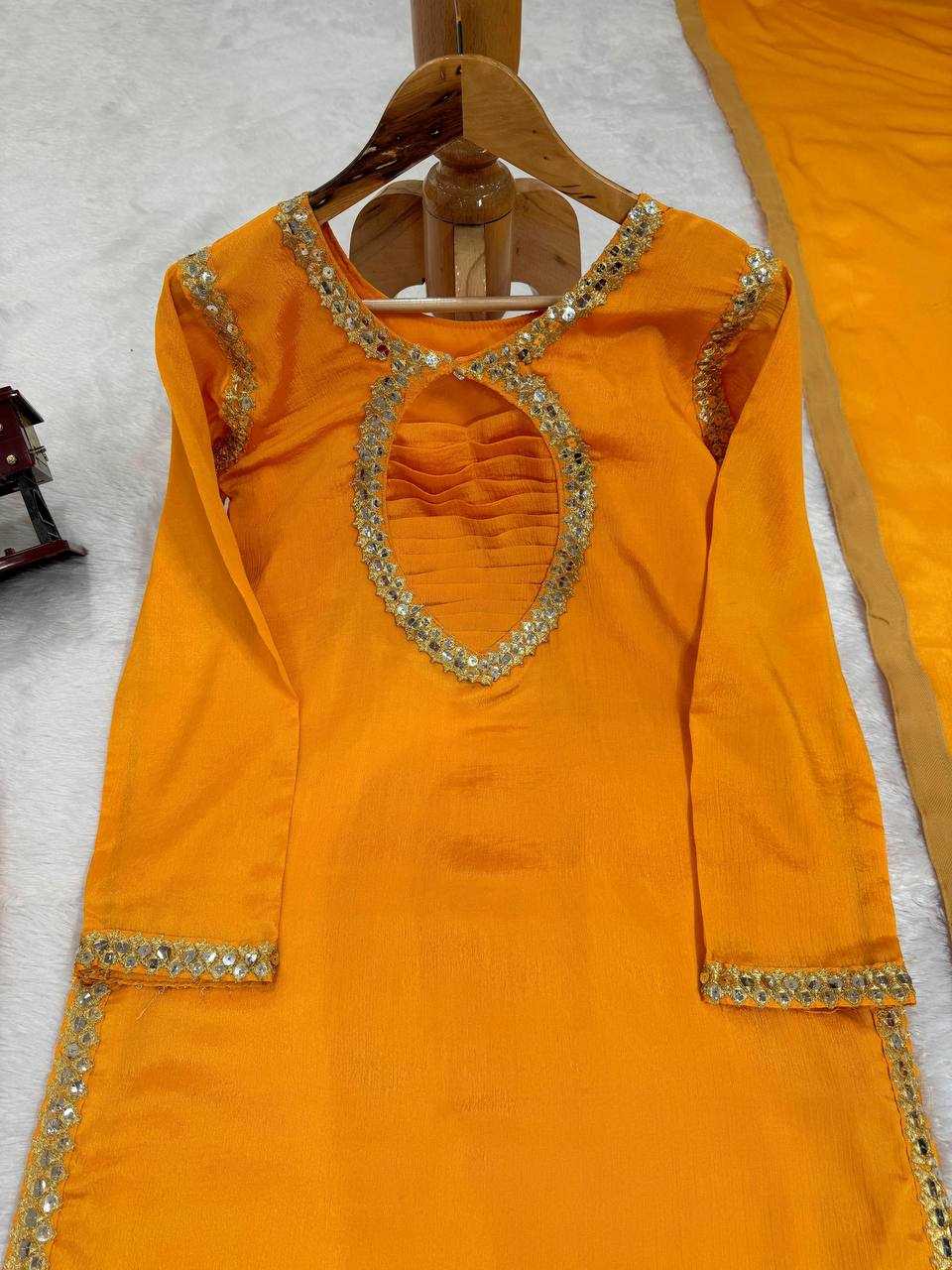 YNF CHINON SILK RIN169 5774 SUITS & DRESSES WHOLESALE WEDDING SILK YELLOW SALWAR HALDI OUTFITS SUITS MANUFACTURE - Deevit International