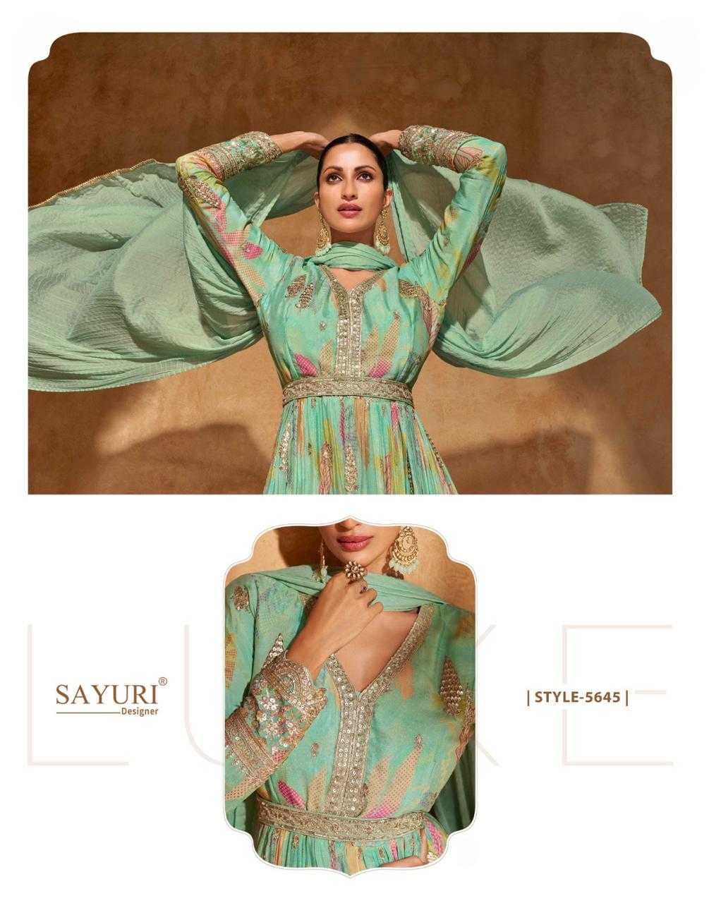 YNF CHINON SILK SAYURI KESH235 SAANJ CLOTHING BRANDS WHOLESALE GOWNS MANUFACTURER - Deevit International