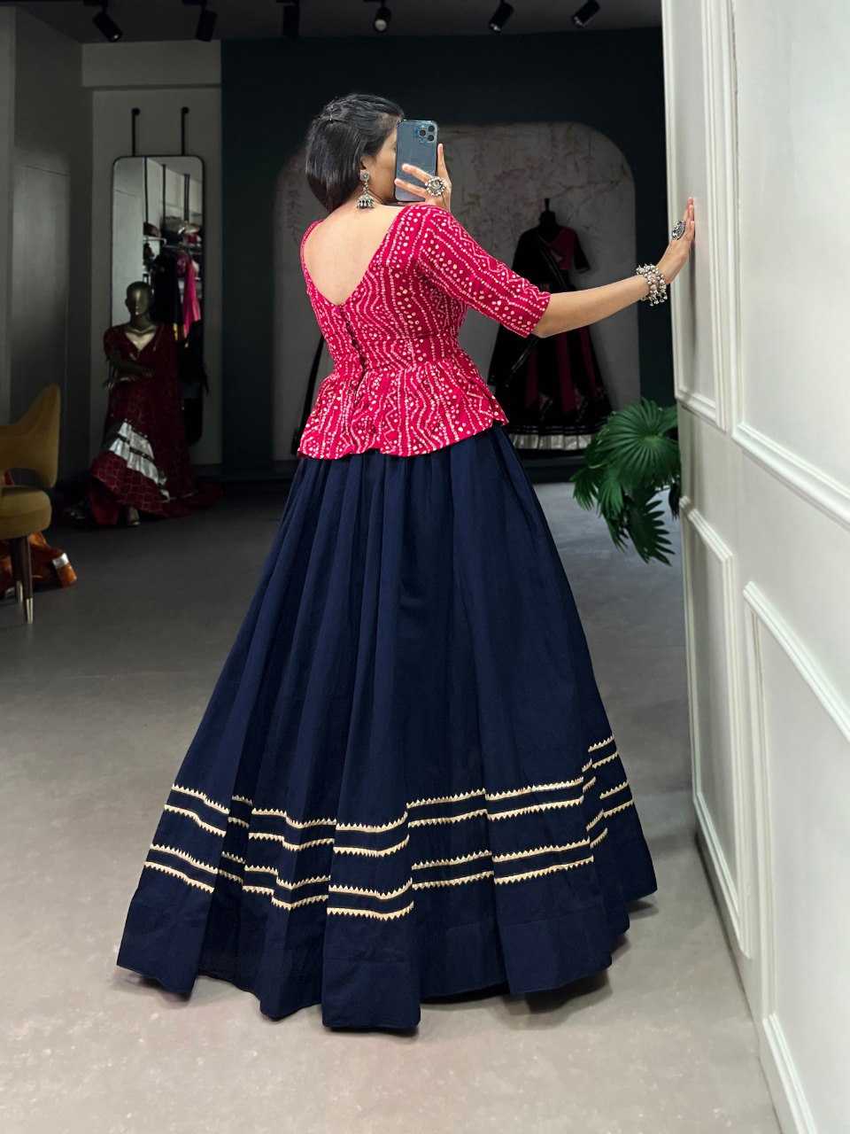 YNF COTTON KESH136 1325 LEHENGAS WHOLESALE GOTA PATTI CEOP TOP BLUE LEHENGAS MANUFACTURER - Deevit International