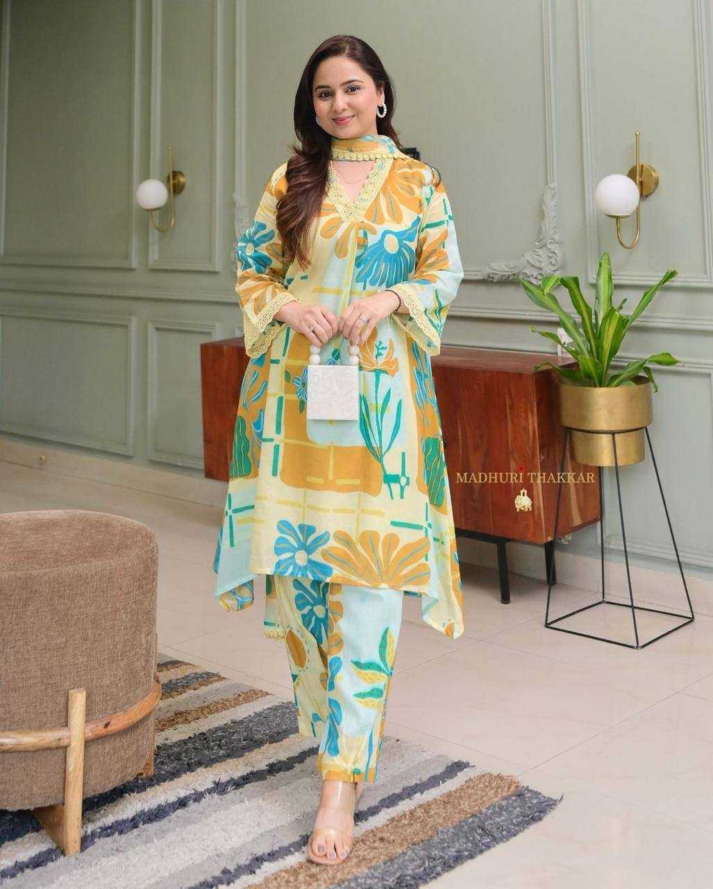 YNF COTTON KESH211 LDY120 SUITS & DRESSES WHOLESALE LADIES PRINTED EMBROIDERY SUITS MANUFACTURE - Deevit International