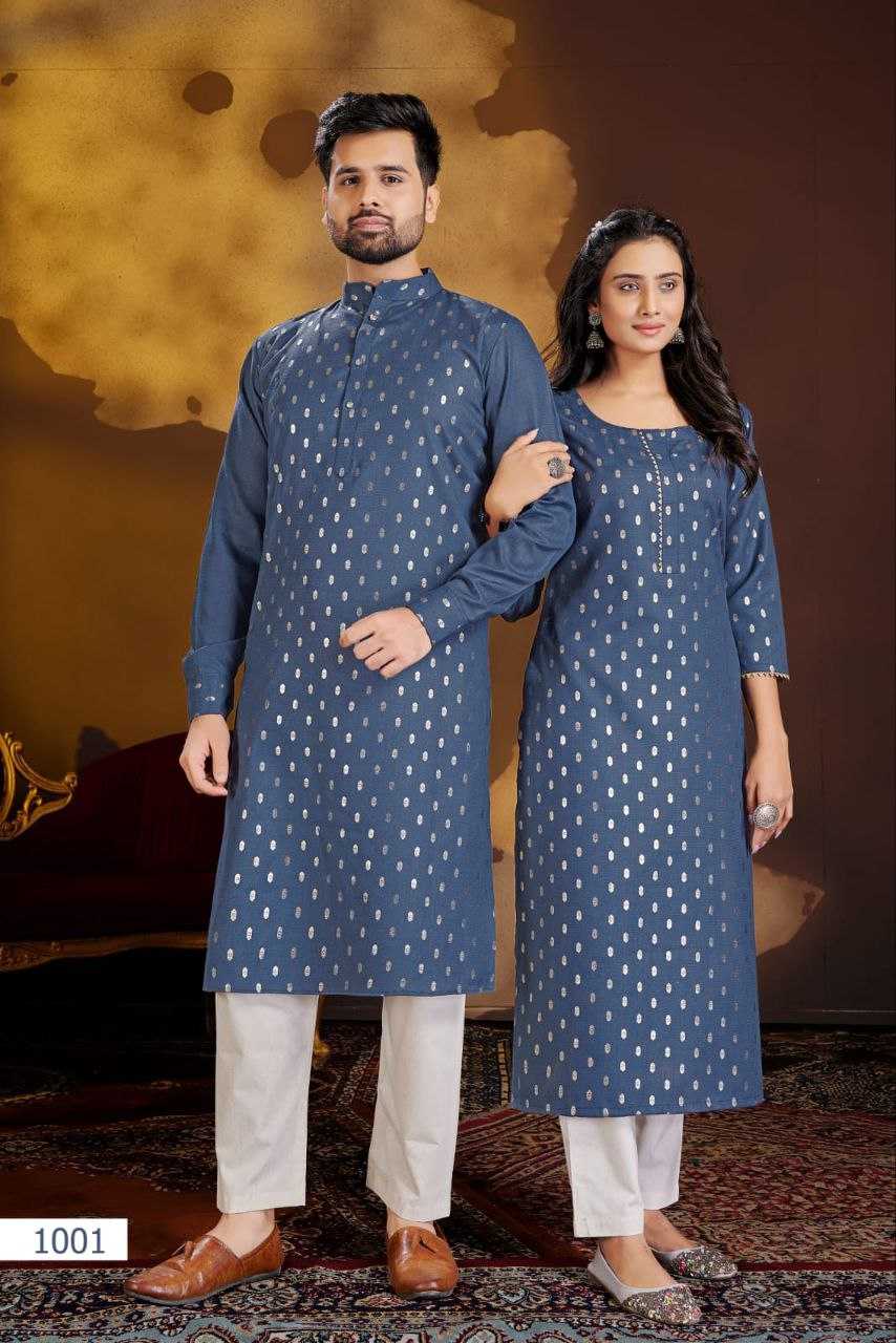 YNF COTTON KESH246 Couple Dream COUPLE WEAR WHOLESALE MENS KURTA PAYJAM & FEMALE KURTIS BOTTOM MANUFACTURER - Deevit International