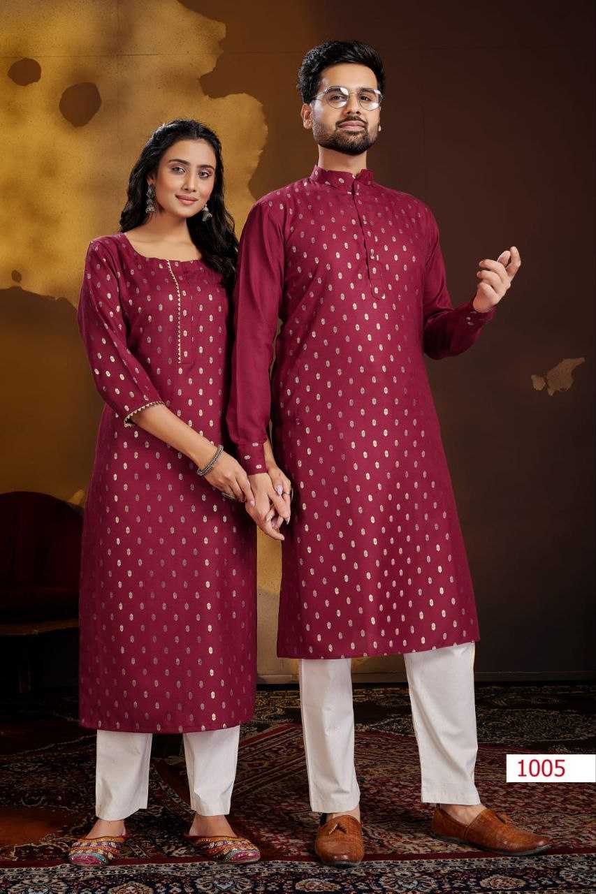 YNF COTTON KESH246 Couple Dream COUPLE WEAR WHOLESALE MENS KURTA PAYJAM & FEMALE KURTIS BOTTOM MANUFACTURER - Deevit International