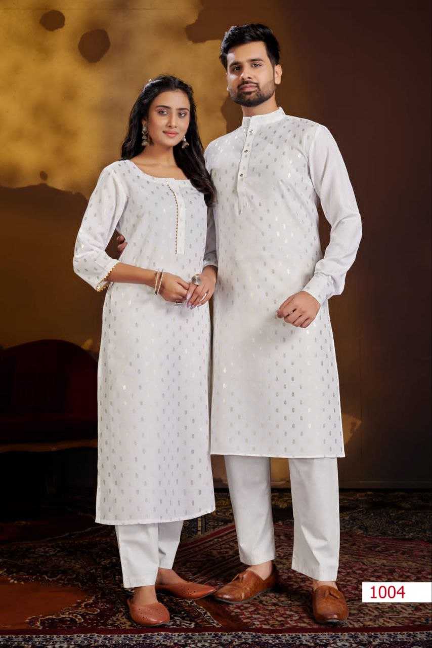 YNF COTTON KESH246 Couple Dream COUPLE WEAR WHOLESALE MENS KURTA PAYJAM & FEMALE KURTIS BOTTOM MANUFACTURER - Deevit International