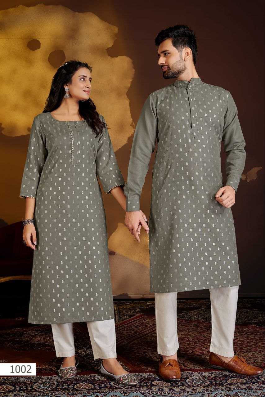 YNF COTTON KESH246 Couple Dream COUPLE WEAR WHOLESALE MENS KURTA PAYJAM & FEMALE KURTIS BOTTOM MANUFACTURER - Deevit International