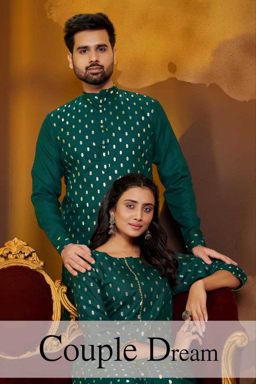 YNF COTTON KESH246 Couple Dream COUPLE WEAR WHOLESALE MENS KURTA PAYJAM & FEMALE KURTIS BOTTOM MANUFACTURER - Deevit International