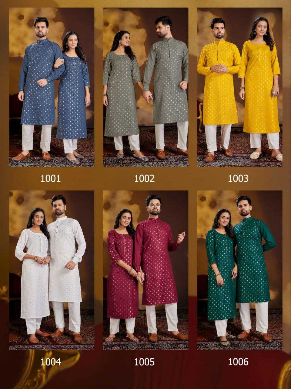 YNF COTTON KESH246 Couple Dream COUPLE WEAR WHOLESALE MENS KURTA PAYJAM & FEMALE KURTIS BOTTOM MANUFACTURER - Deevit International