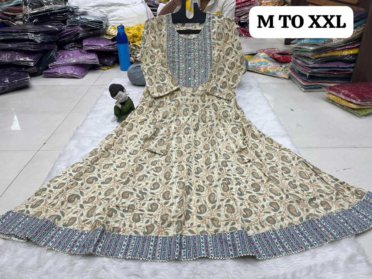 YNF COTTON KESH258 VDA40GOWNS WHOLESALE FANCY LONG PRINTED GOWNS MANUFACTURER - Deevit International