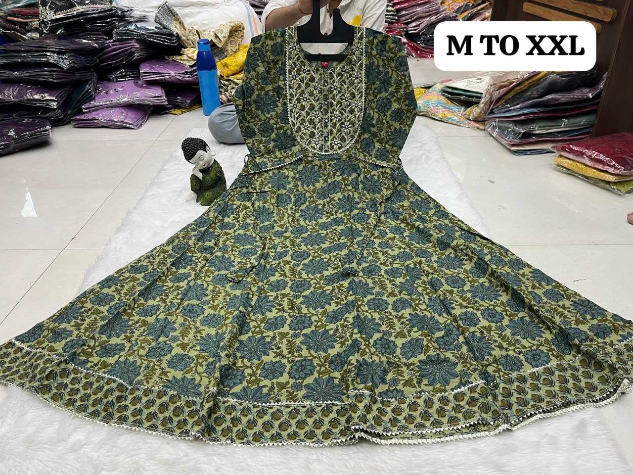 YNF COTTON KESH258 VDA40GOWNS WHOLESALE FANCY LONG PRINTED GOWNS MANUFACTURER - Deevit International