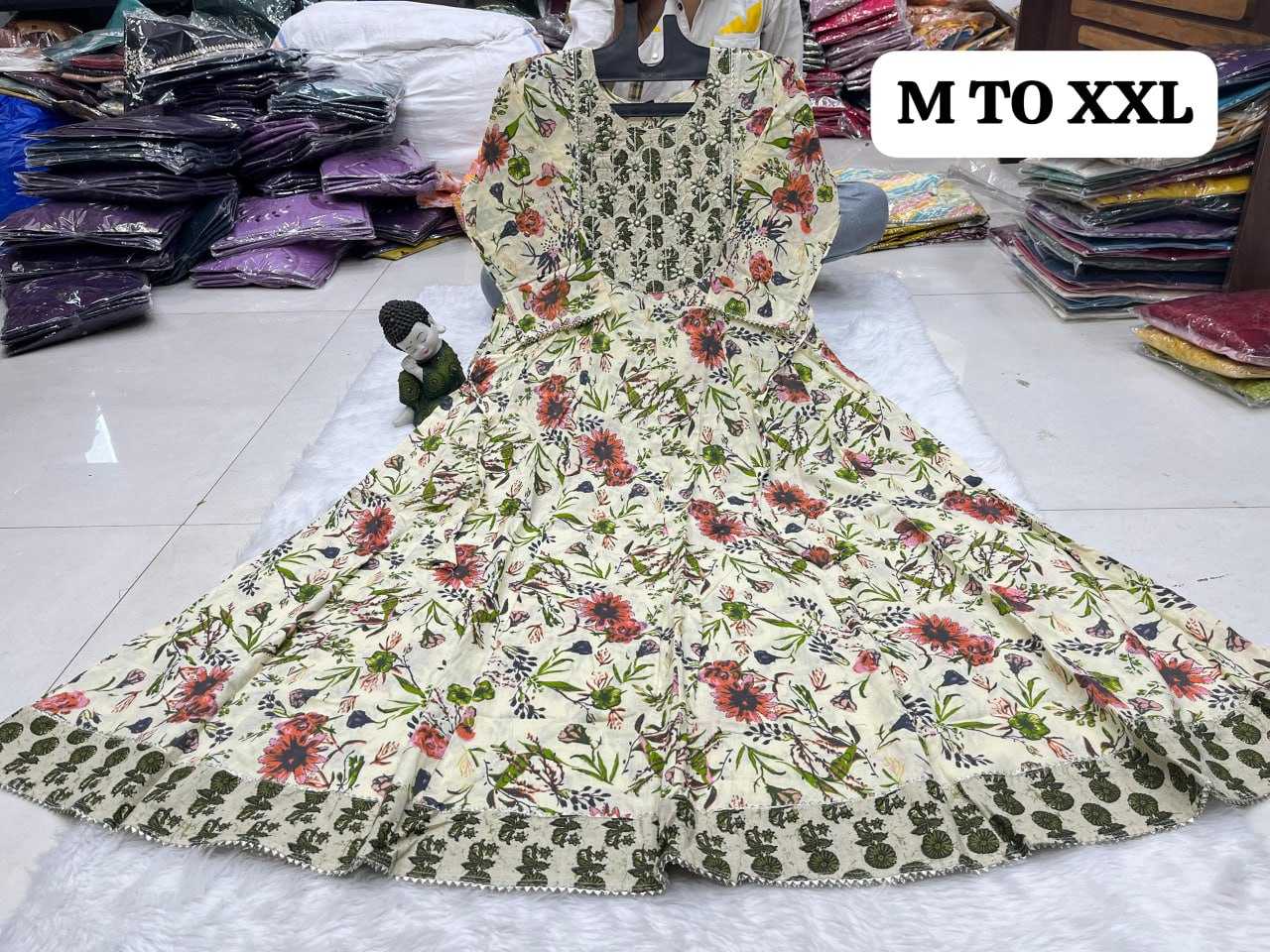 YNF COTTON KESH258 VDA40GOWNS WHOLESALE FANCY LONG PRINTED GOWNS MANUFACTURER - Deevit International