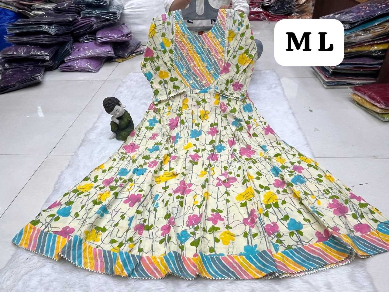 YNF COTTON KESH258 VDA40GOWNS WHOLESALE FANCY LONG PRINTED GOWNS MANUFACTURER - Deevit International