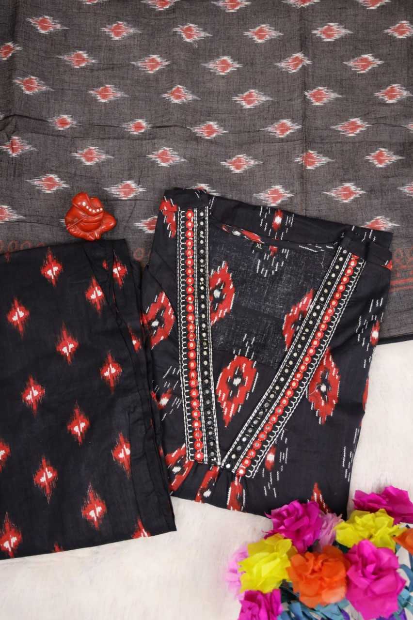 YNF COTTON RIN158 BlackMiror SUIT WHOLESALE LONG ANARAKLI COTTON PRINTED LADIES EMBROIDERY SUIT MANUFACTURER - Deevit International