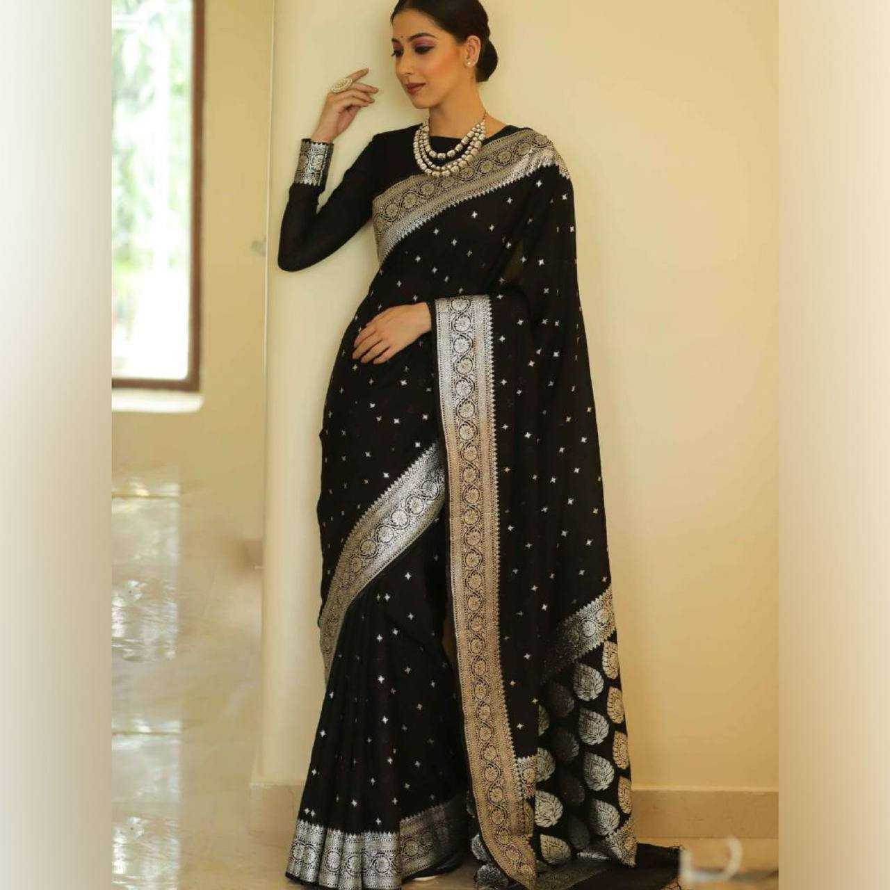 YNF COTTON RIN179 598 SAREES WHOLESALE COTTON LINEN ZARI BORDER BLACK SAREES MANUFACTURER - Deevit International