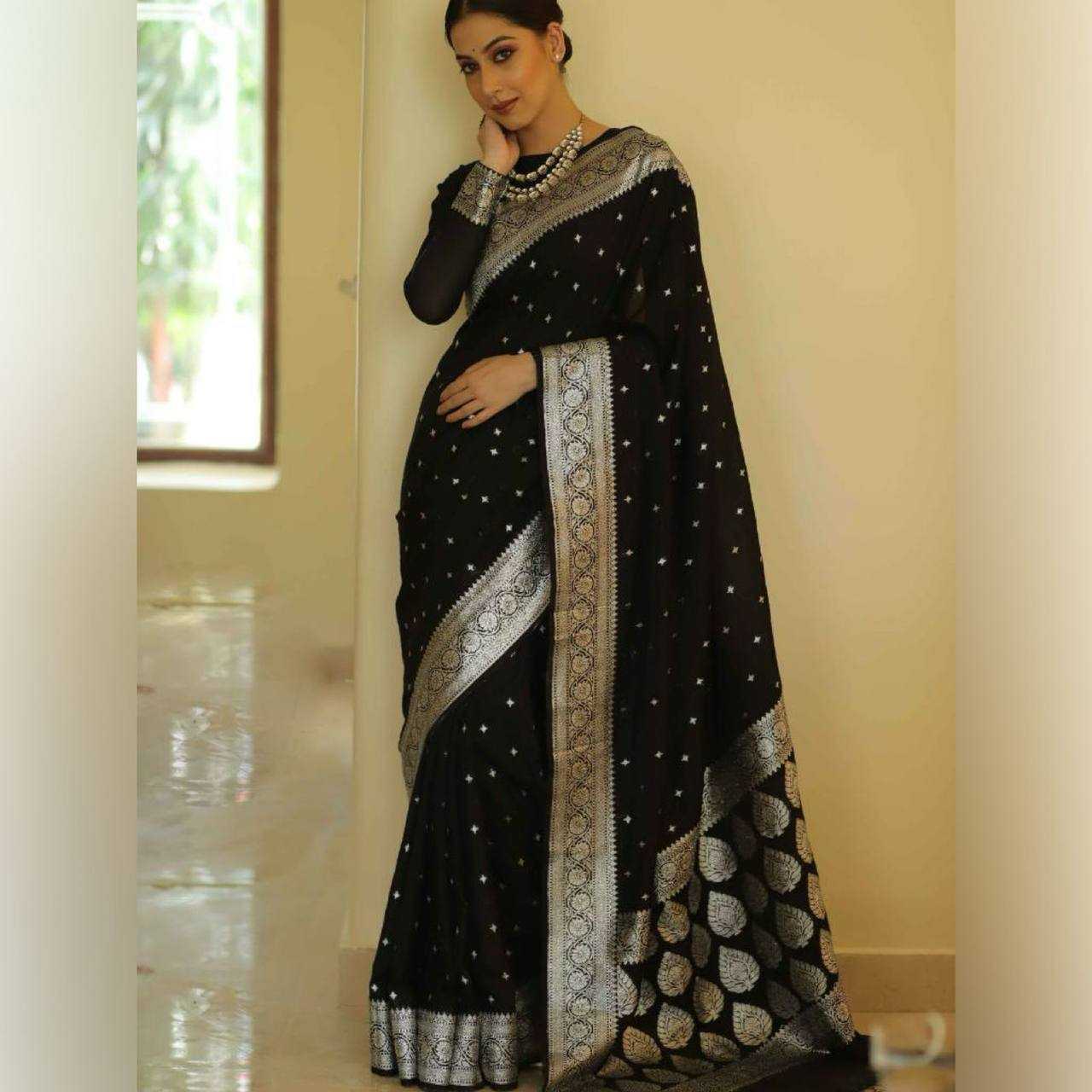 YNF COTTON RIN179 598 SAREES WHOLESALE COTTON LINEN ZARI BORDER BLACK SAREES MANUFACTURER - Deevit International