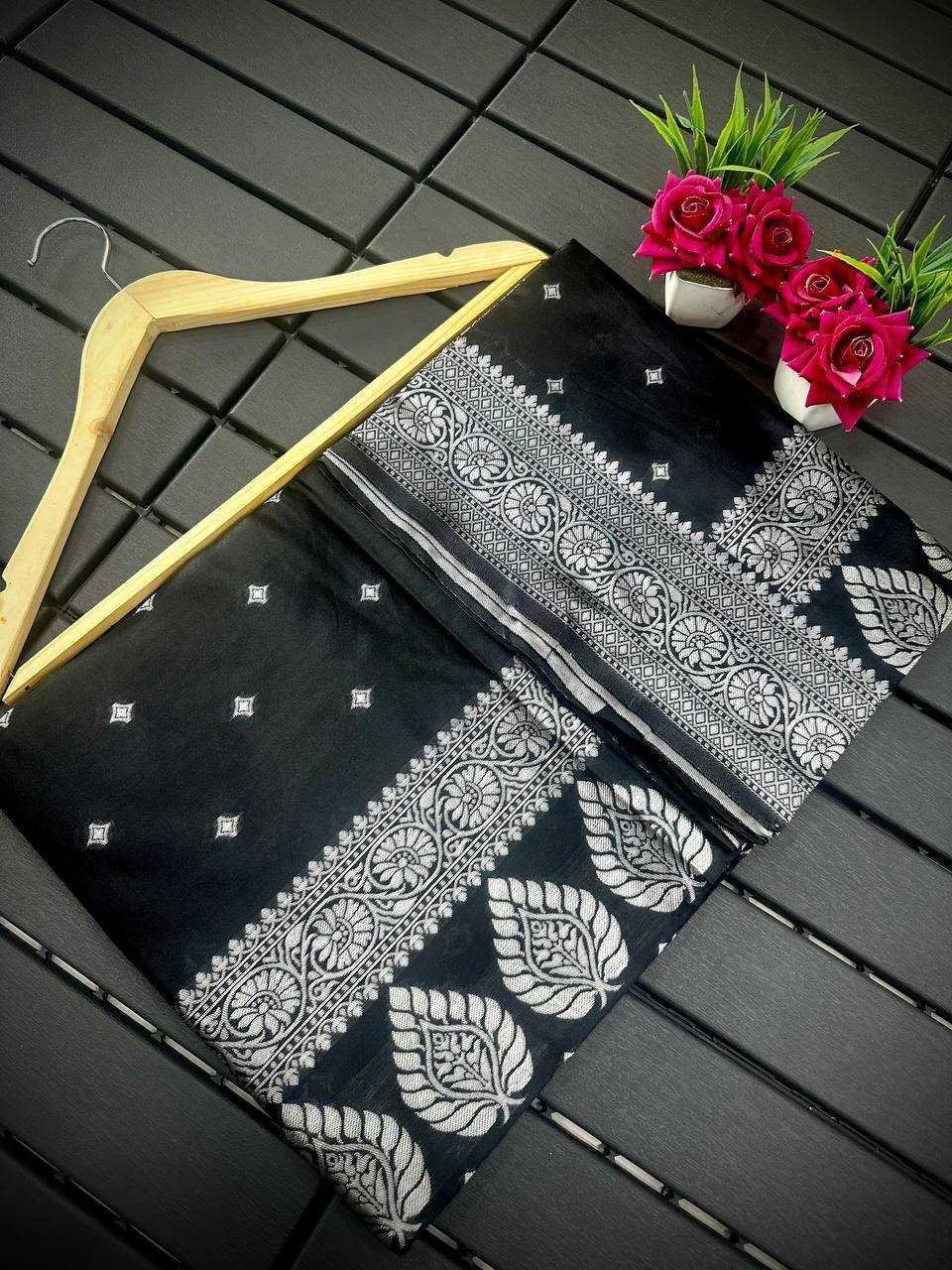 YNF COTTON RIN179 598 SAREES WHOLESALE COTTON LINEN ZARI BORDER BLACK SAREES MANUFACTURER - Deevit International